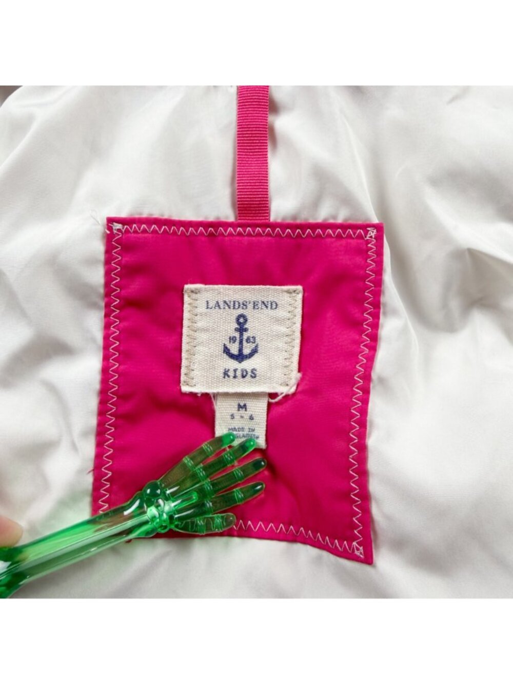 Lands' End Kids Puffer Vest Pink Quilted Zip Up Sleeveless Outerwear M 5-6 - Picture 4 of 5